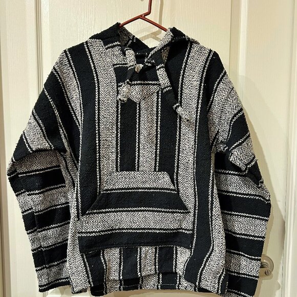 Earth Ragz Pullover Hoodie Baja Striped Vintage Style Mexican - Picture 1 of 2